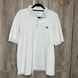 Tommy Bahama Shirt L Gray Grey Supima Cotton Beach Resort Cruise Golf